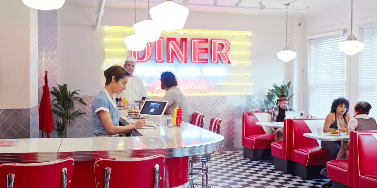 A 1950's style diner.